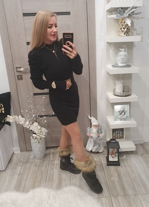 Sukienka bufka czarna OS0098
