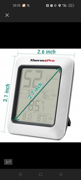 Termometr Wewnętrzny, ThermoPro TP-50, Szary 7,8 x 6,6 cm 3 szt.