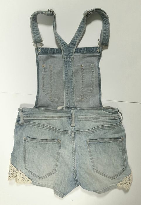 Ogrodniczki spodenki jasny jeans krótkie H&M 146 cm