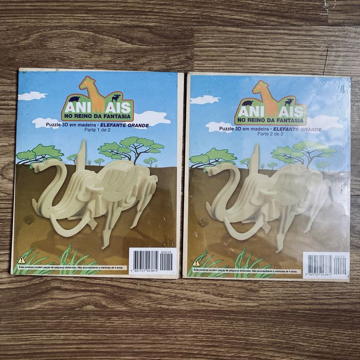 Lote puzzles 3D em madeira “Animais no Reino da Fantasia”