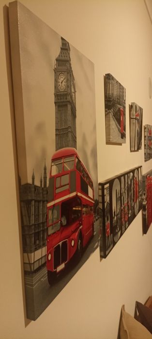 Quadros e banco tema Inglaterra,preço conjunto