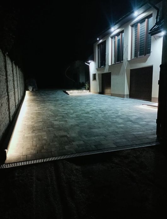 Brukarstwo, układanie kostki brukowej. Oświetlenie LED,Usługi koparką