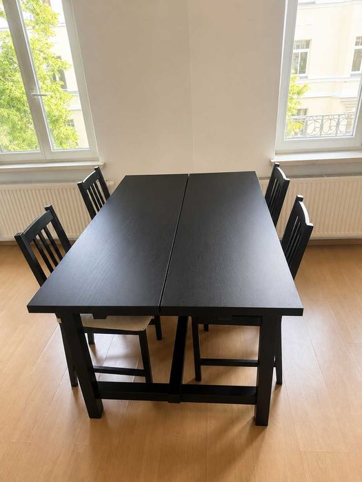 NORDVIKEN Stół rozkładany do jadalni kuchni czarny 152/223x95 cm