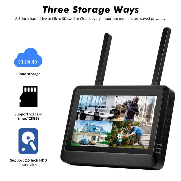 NVR відеореєстратор відеоспостереження з монітором 2 в 1 ICSee WiFi 8к