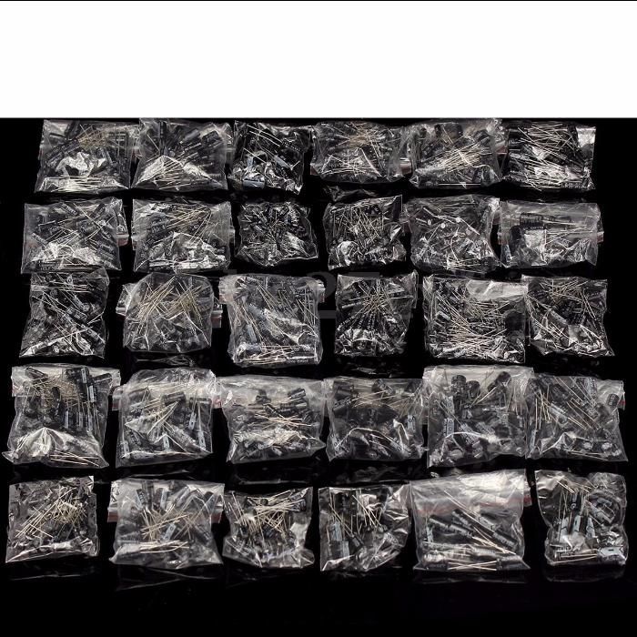 100 condensadores electrolíticos 0.1uf a 1000uf 10v 16v 25v 35v 50v