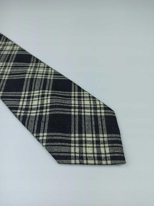 Mac Killog czarny wełniany krawat w kratkę wcz94