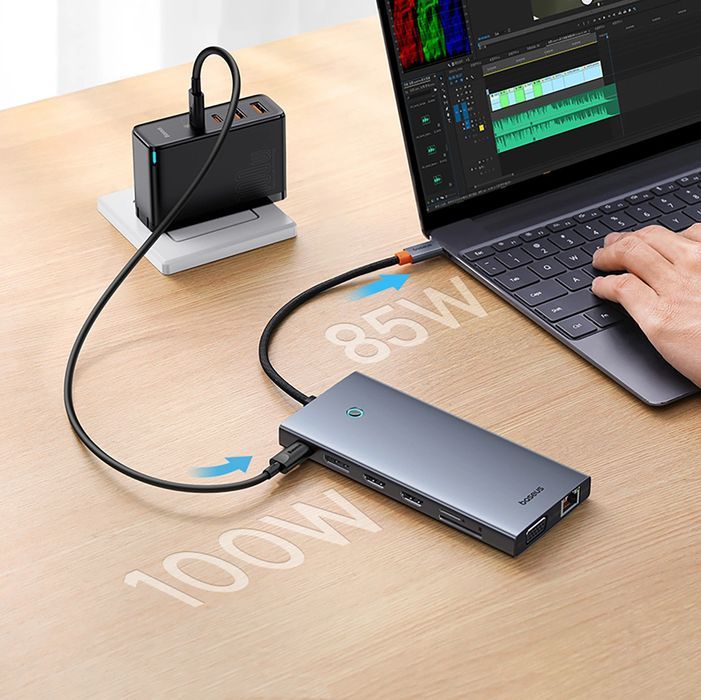 Hub Baseus PortalJoy Series 13w1 USB-C … RJ45 / SD / TF / AUX - szary