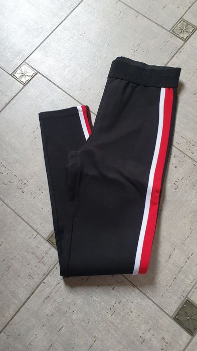 Zara spodnie czarne lampasy porządne wysoki stan S M
