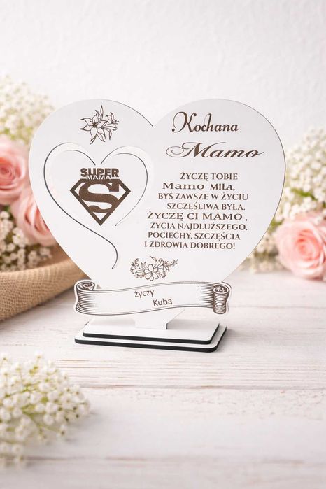 Personalizowana Drewniana Statuetka Ramka na Zdjecie na Dzień Babci i Dziadka Dzień Mamy Taty Ślub Wesele Każda okazja