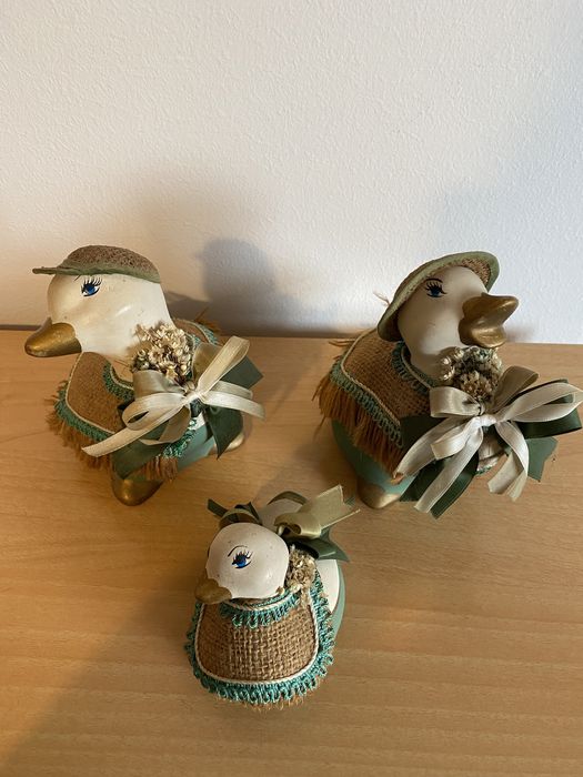 Conjunto de 3 patinhos em porcelana