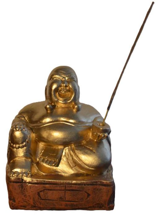Estatueta buda hotei san, em pó de pedra