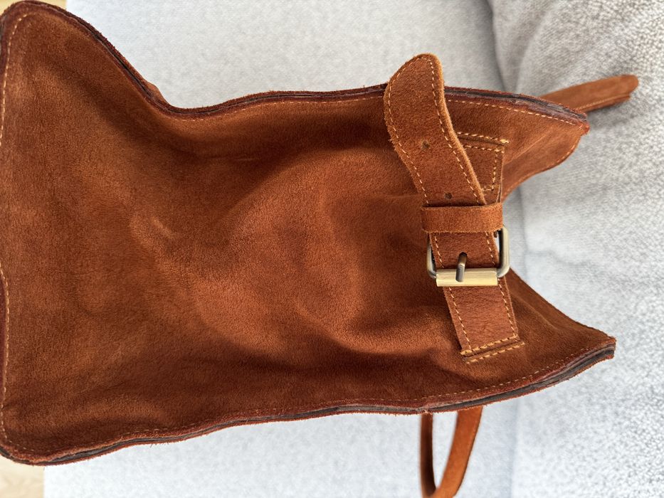 Torebka zamszowa, Suede Tote Bag, brązowa