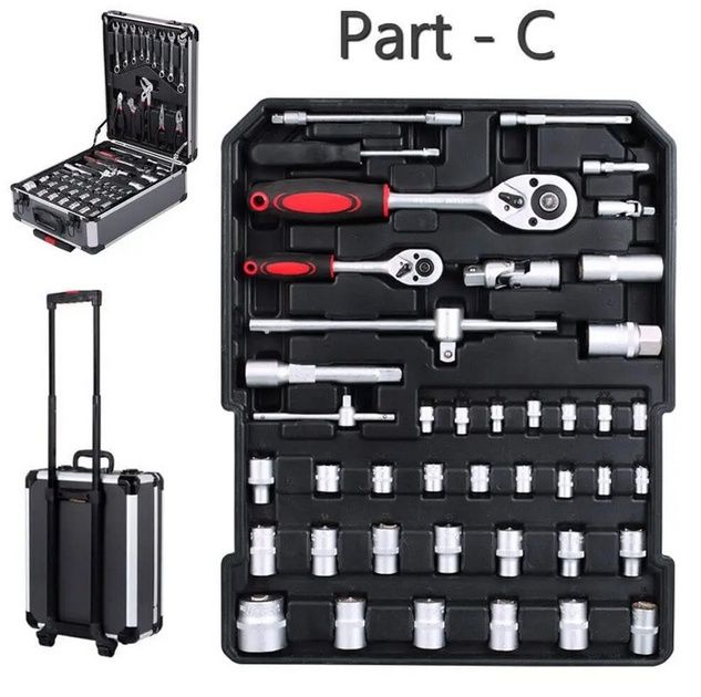 Набір інструментів 408 предм у валізі  чотирирівневий кейс з тріскачко