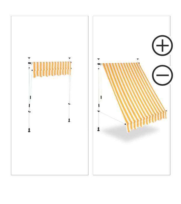Markiza rozporowa,roleta, tarasowa,balkon biało-żółta, 200x120cm