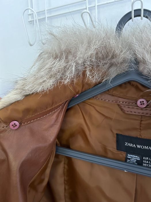 Vintage Zara Woman 100% Pele Gabardine Pelo NOVO L / 30