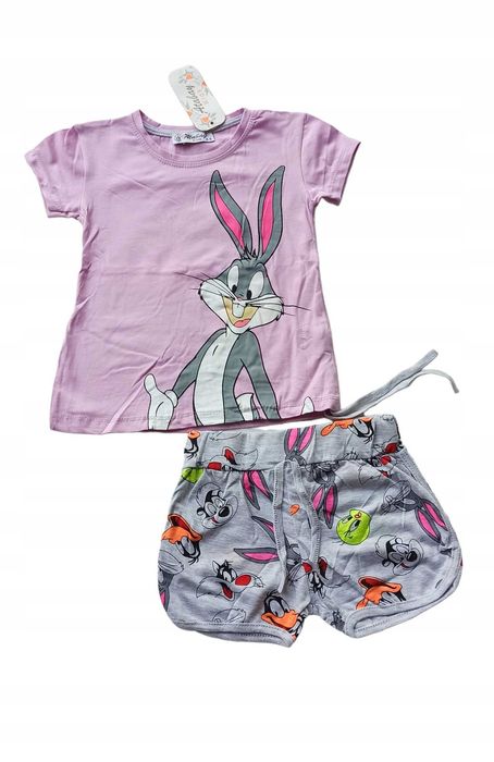 KOMPLET DLA DZIEWCZYNKI bawełniany fioletowy nowy 110-116