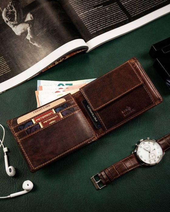 męski portfel ze skóry naturalnej z systemem rfid - peterson