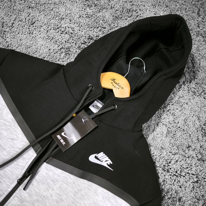 Зимовий чоловічий спортивний костюм Nike чорний з білим