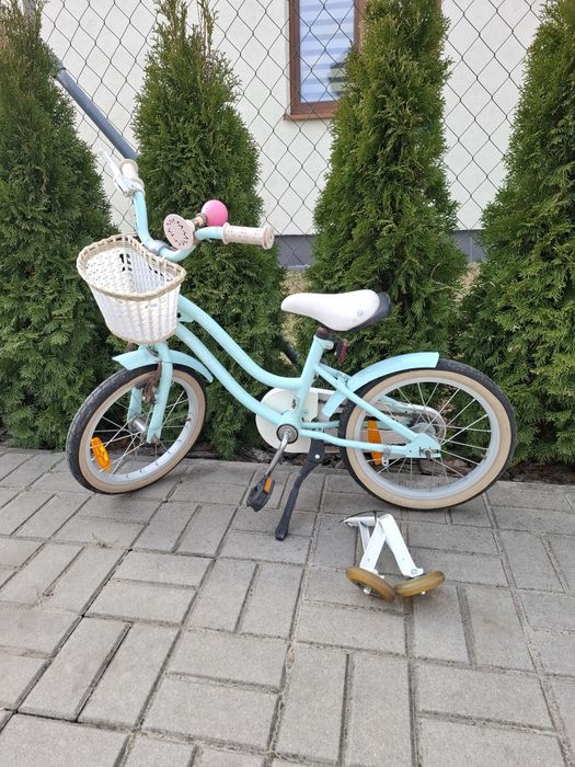 Sprzedam rower 16 cali turkus + boczne kola jest idealny do nauki jezd