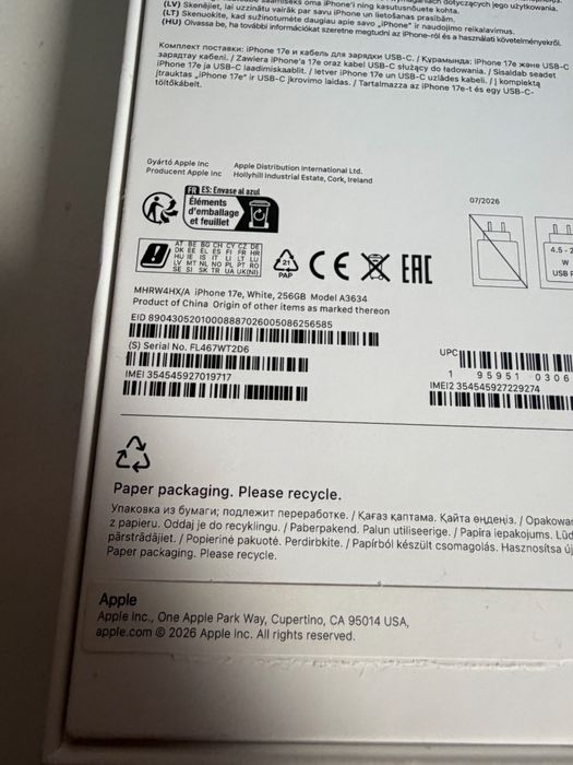 iPhone 17e 256gb White Nowy Gwarancja