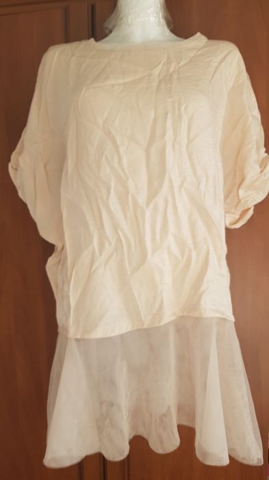Bluzka tunika zara M 38 złota tiulowa