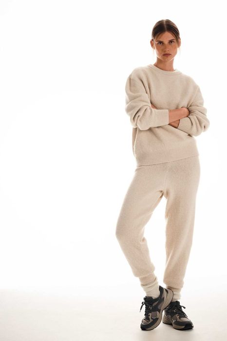 Теплі трикотажні штани Zara з високою посадкою | XL oversize