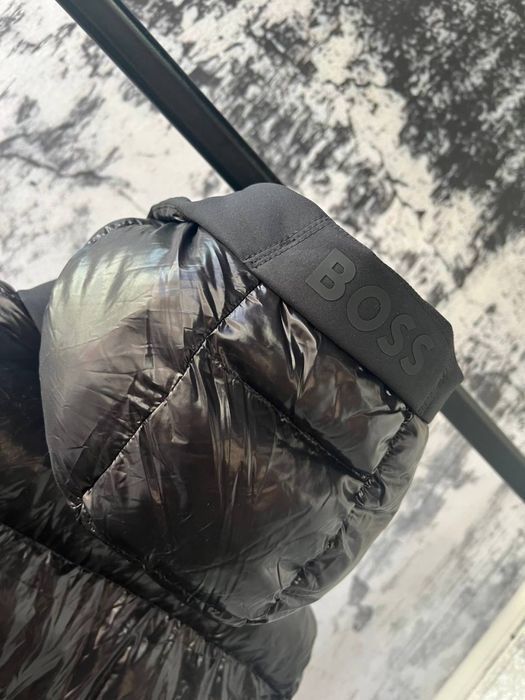 HUGO BOSS мужская зимняя куртка пуховик черный оригинал лаковый