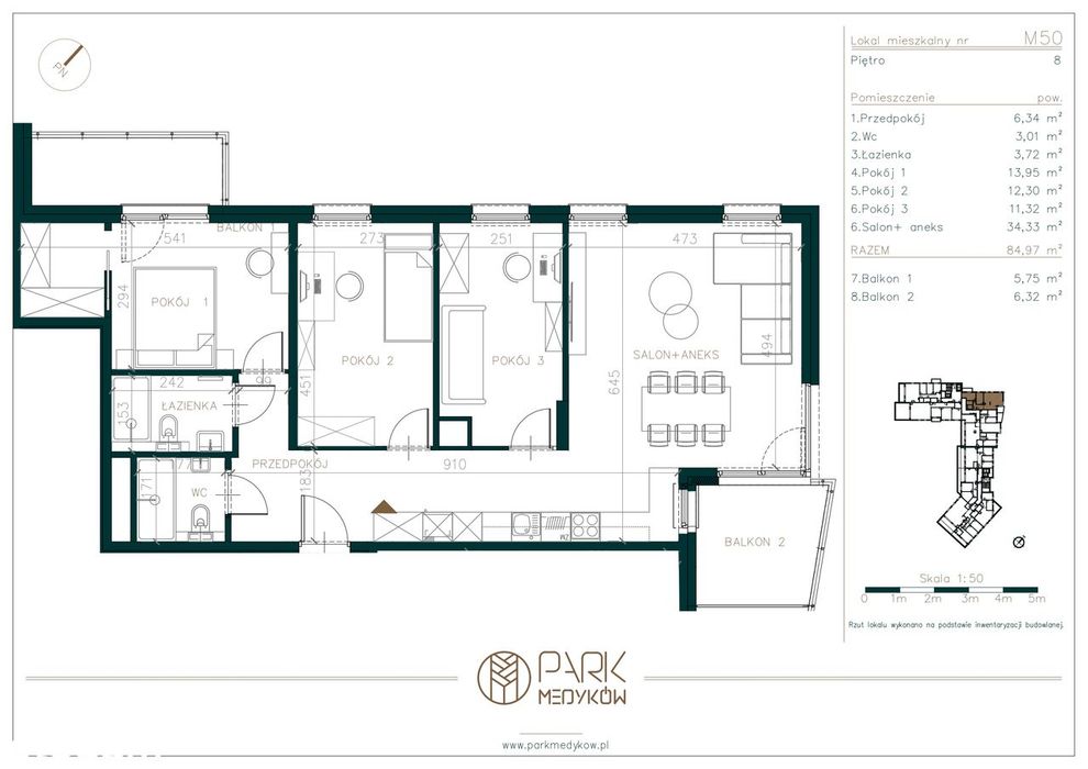 Park Medyków | mieszkanie M50 | Miejsce postojowe w garażu gratis!