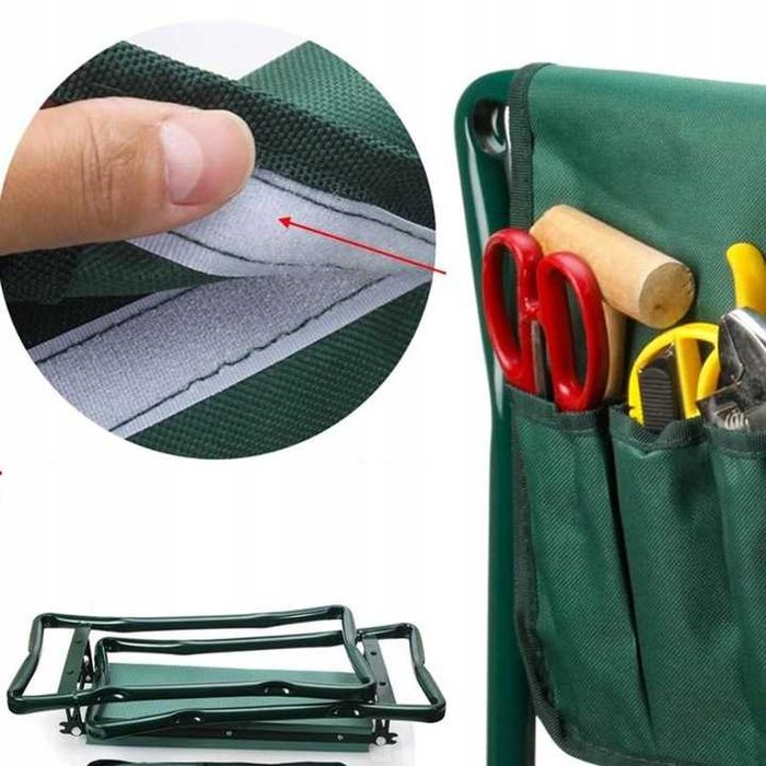 Taboret Ogrodowy Klęcznik Krzesło Do Ogrodu Składane 2w1 + Organizer