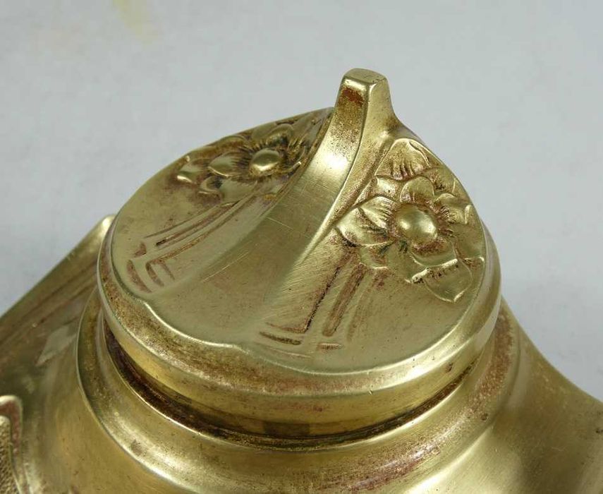 Duży KAŁAMARZ mosiądz organizer stalówka SECESJA 30,5 cm