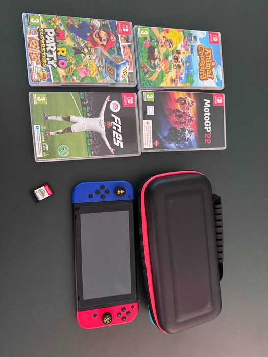Nintendo Switch 1 [Normal]  + Comando Extra e Acessórios (Com Caixas)