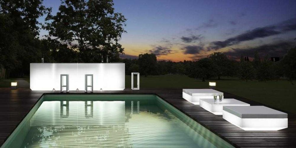 Mobiliario led iluminado vasos e outros