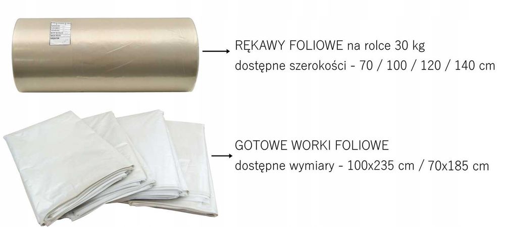 WOREK OCHRONNY przezroczyste worek foliowy 235x100CM 500 litrów 1 SZT.