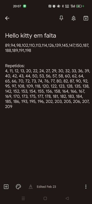 Troca de cartas Hello Kitty and friends