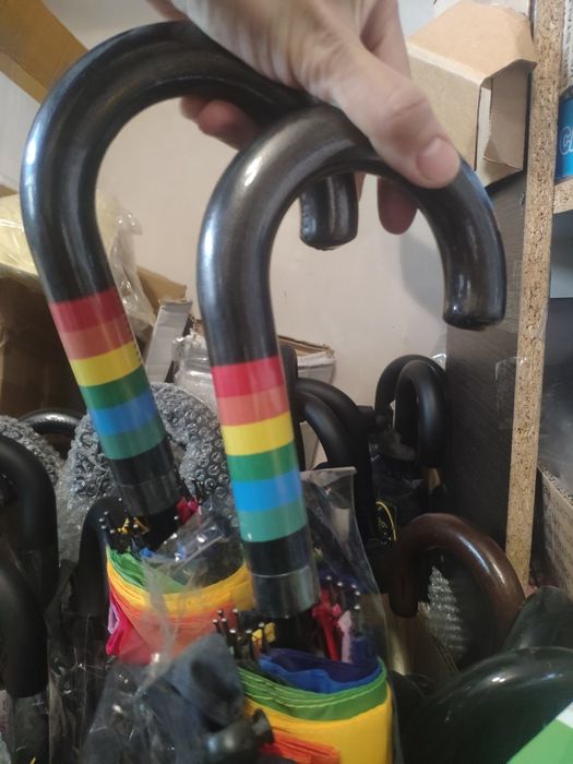 Женский зонт трость радуга 16 спиц радужный зонт радуга полуавтомат