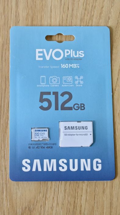 Karta pamięci SAMSUNG Evo Plus MicroSDXC 512GB + Adapter MB-MC512SA EU ( nowa zapakowana )