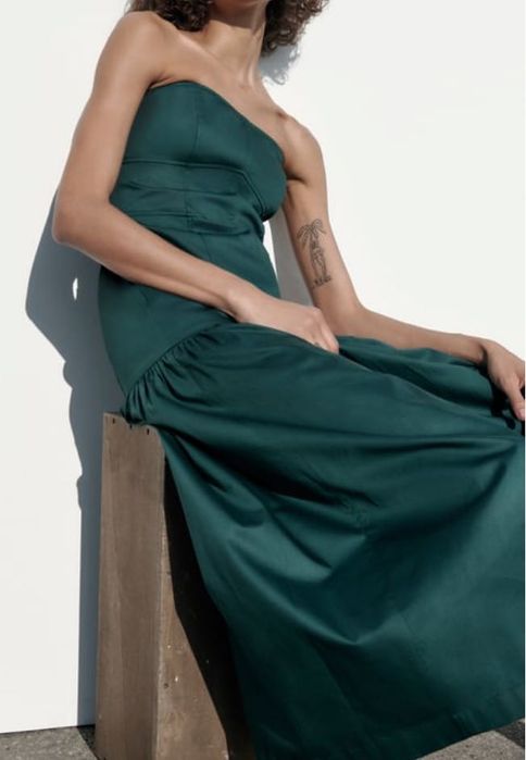 Zara szmaragdowa sukienka NOWA rozmiar XL