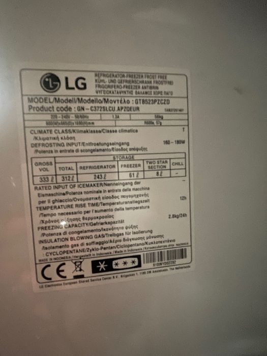 Frigorífico LG 335L frost free