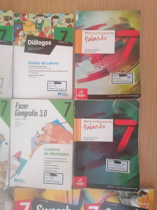 Livros escolares 7º ano manuais e livros de fichas