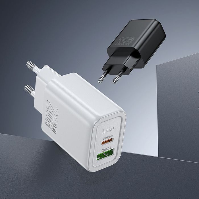 Ładowarka sieciowa do telefonu Hoco USB A + USB C QC3.0 PD 3A 20W +