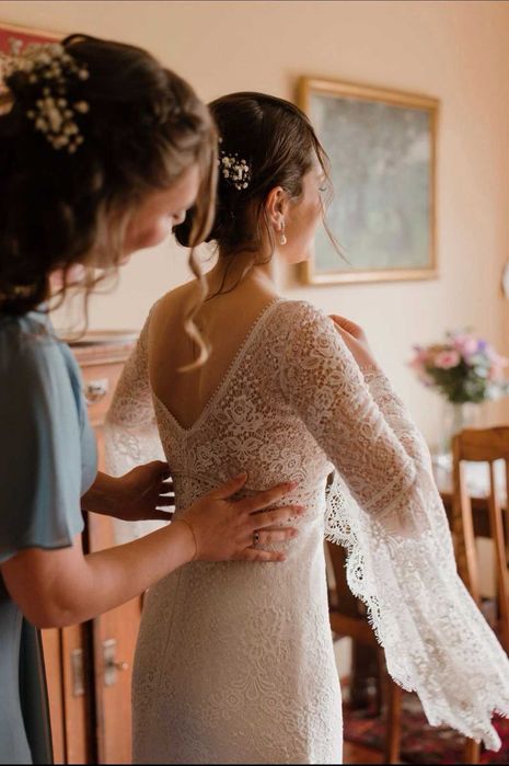 Suknia ślubna  | Boho | Koronka | Rozmiar 34/36