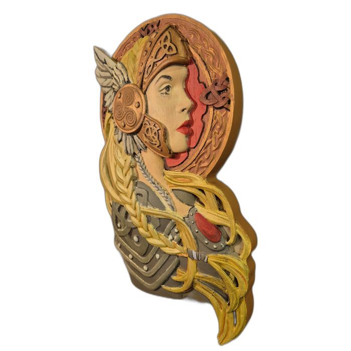 Nordycka wojowniczka, drewniany obraz 3D Wiking 21x35 cm
