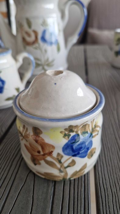 Serviço de chá louça cerâmica pintada a mão vintage