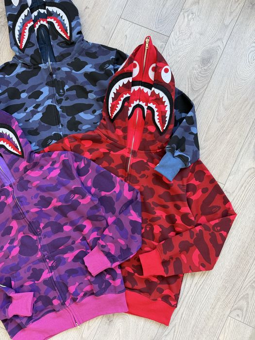 Зіп худі Bape 2026 подвійний капюшон Double Shark