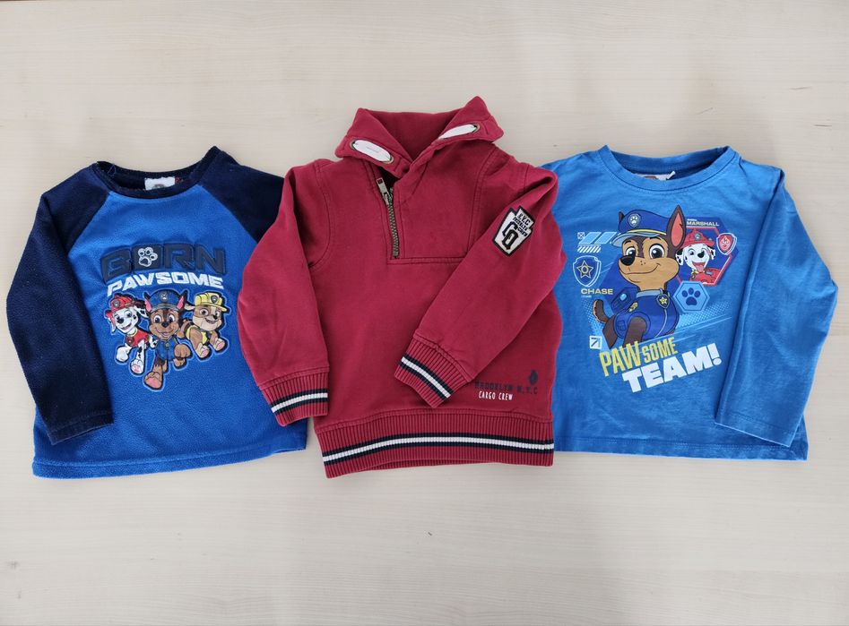 Zestaw, komplet 3 bluz, bluzek, sweterków, koszulek z Psi Patrol