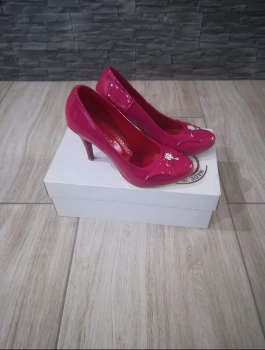 Buty ze skóry fuksjowe