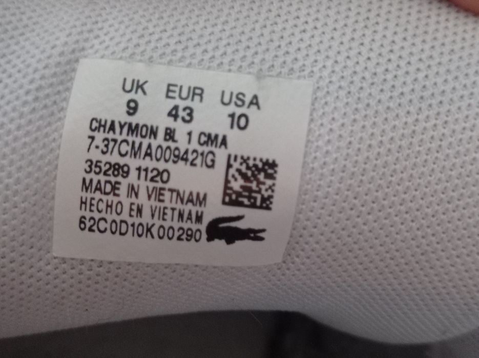 Buty Lacoste Chaymon rozmiar 43 białe skóra skórzane 28 cm super męski