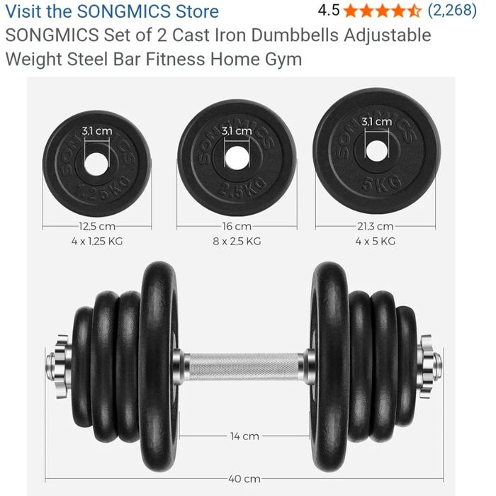 Hantle zeliwne 25 kg
