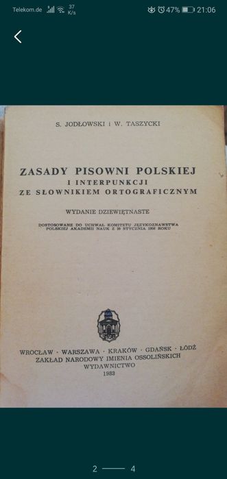 Zasady pisowni polskiej 1983 stare