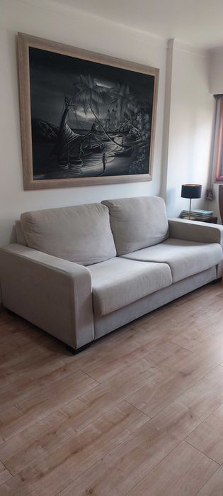Sofá cama 2 lugares, bege, como novo